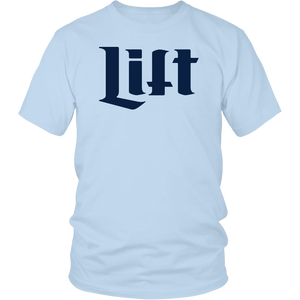 Miller Lift - ビール + ニク- Beer and Gainz - Navy Text - Unisex T-Shirt